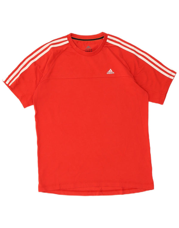 Adidas Mens Climalite Camiseta Top Médio Algodão Vermelho