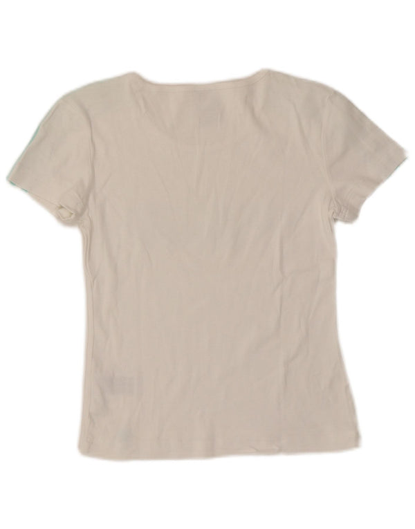 ADIDAS Womens Crop Graphic T-Shirt Top Reino Unido 10 Pequeno Algodão Branco