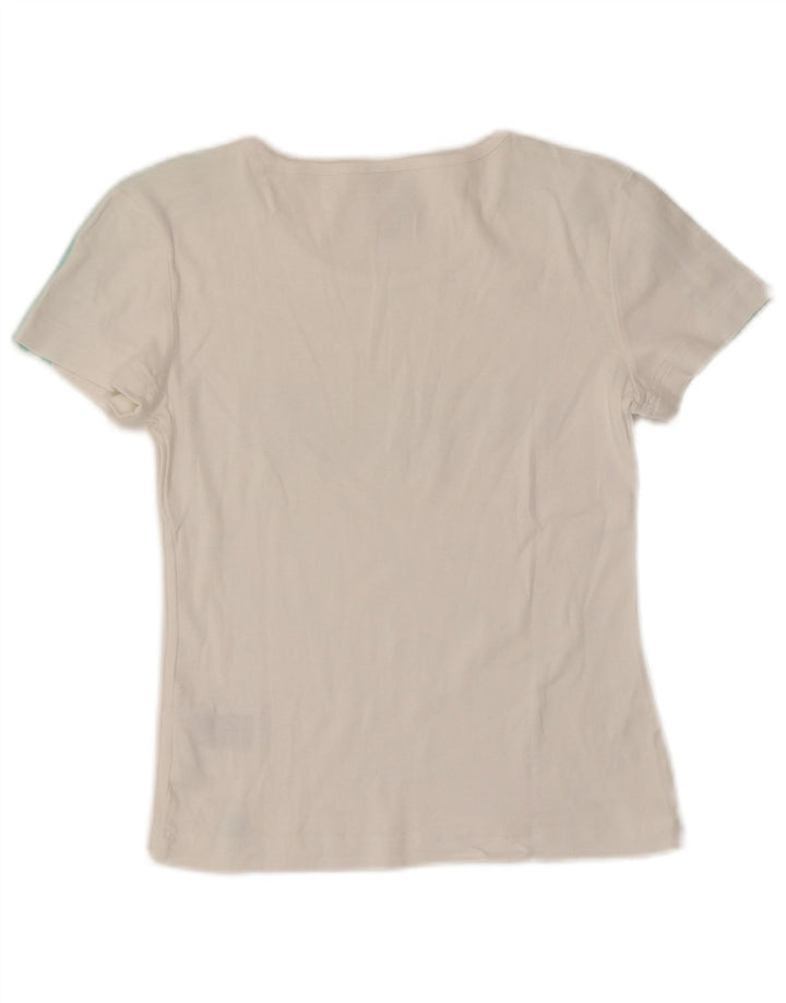 ADIDAS Womens Crop Graphic T-Shirt Top Reino Unido 10 Pequeno Algodão Branco