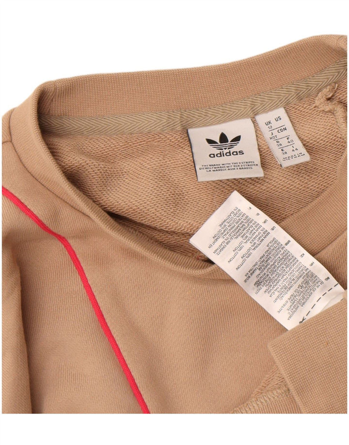 Adidas feminino gráfico moletom jumper UK 12 médio bege colorblock