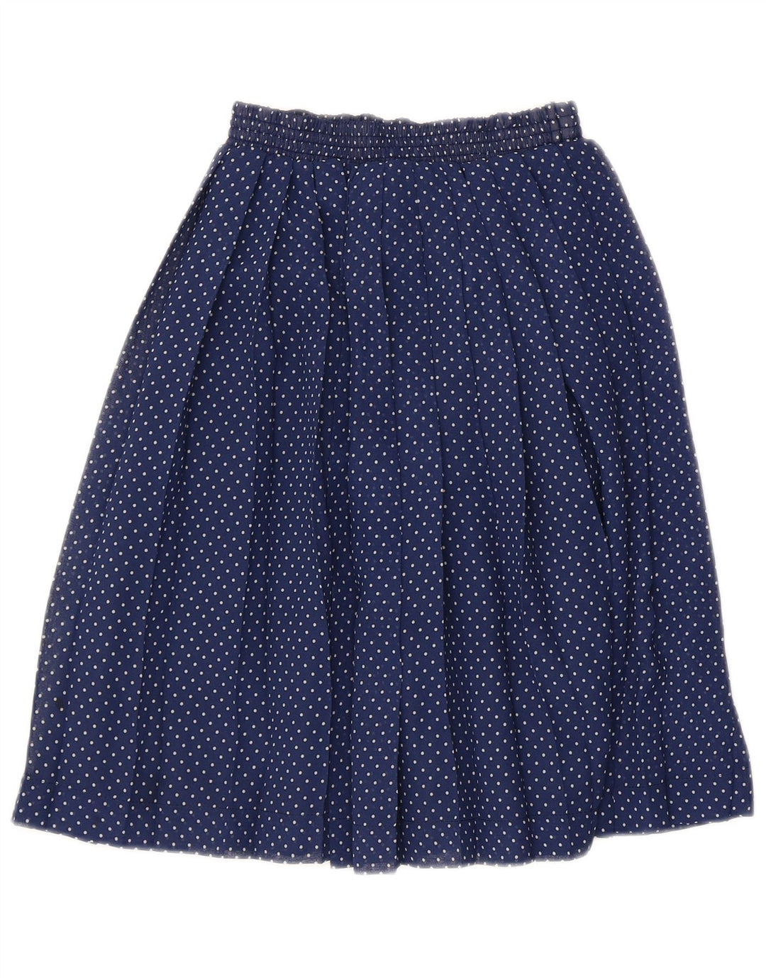 Saia plissada feminina vintage W26 pequena bolinha azul marinho poliéster