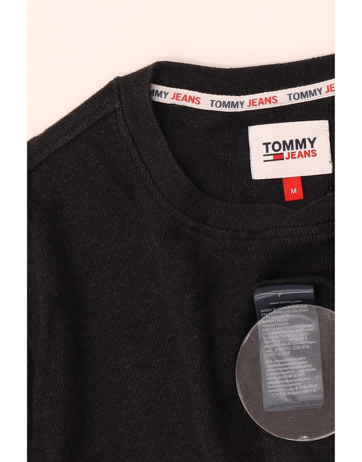Tommy Hilfiger Top masculino de manga comprida de algodão preto médio