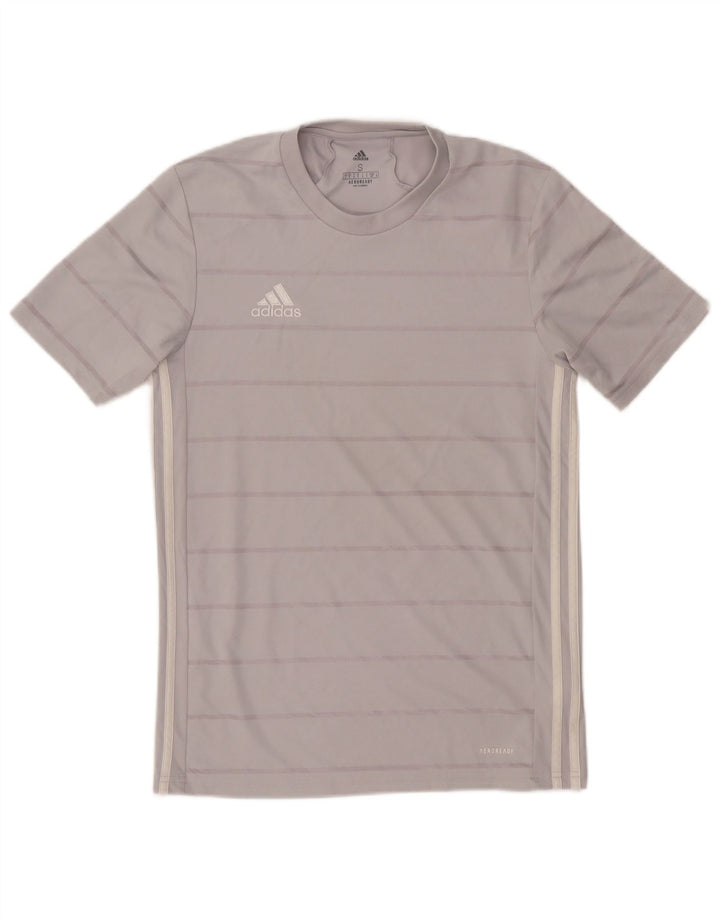Adidas Mens Aeroready Camiseta Top Pequeno Poliéster Listrado Cinza