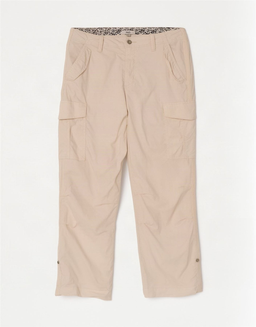 Calça cargo feminina Marks & Spencer UK 14 grande W34 L29 branco