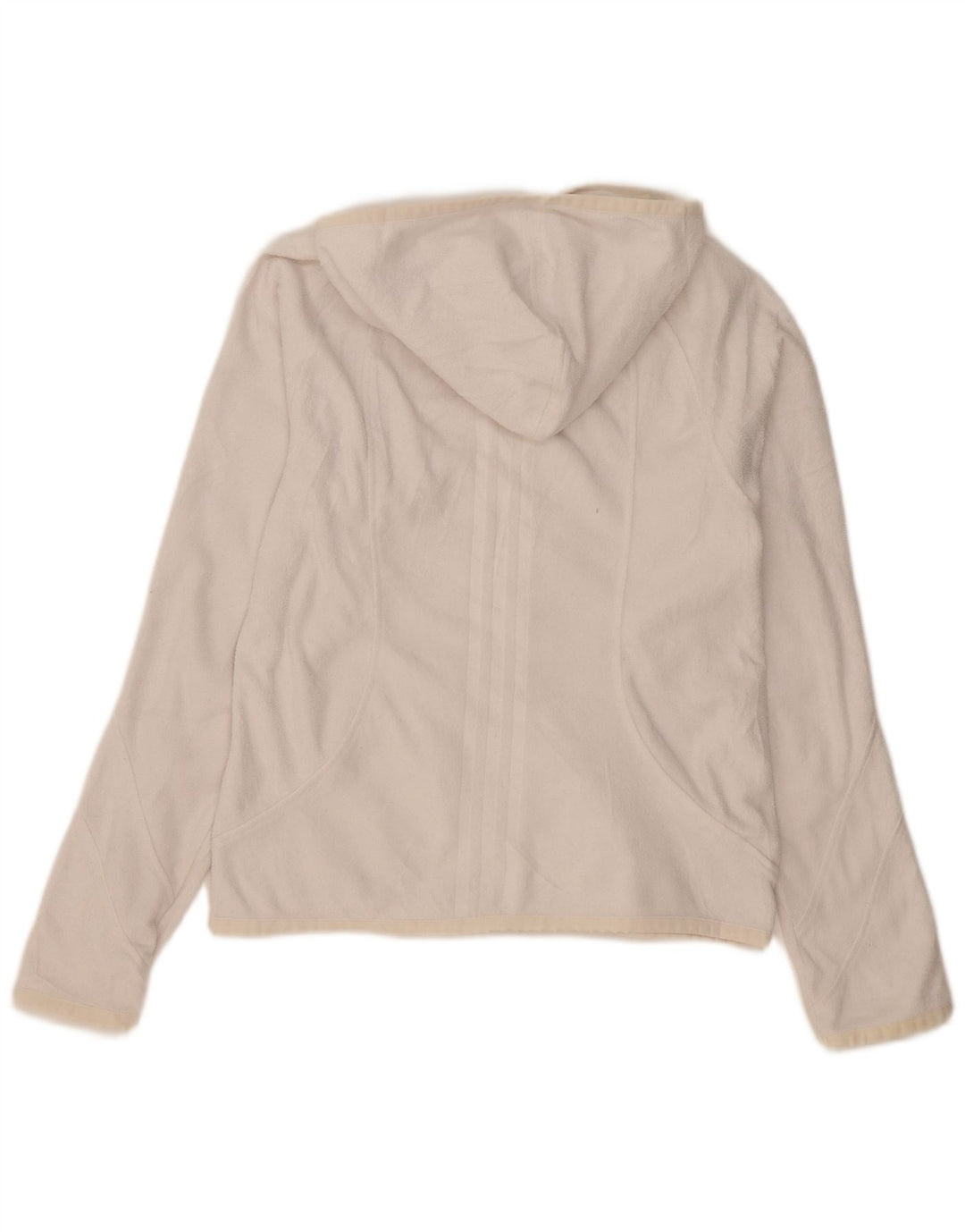 Adidas Womens Hooded Fleece Jacket UK 12 Médio Branco Poliéster