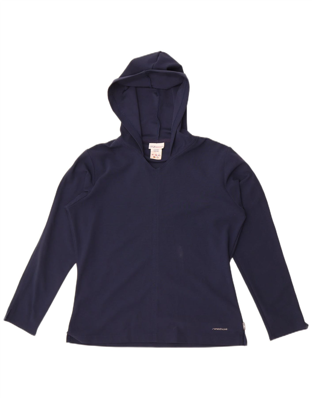 Reebok feminino com capuz oversized top manga comprida Reino Unido 10 pequeno azul marinho