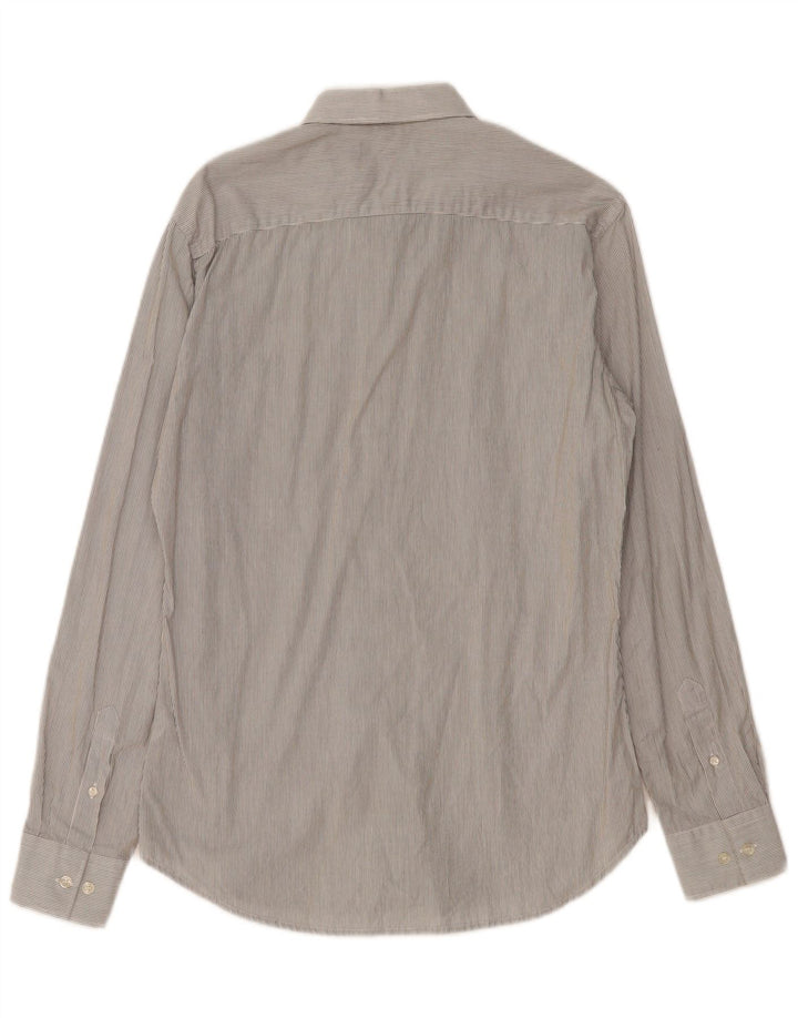 Camisa masculina FRENCH CONNECTION pequena listrada cinza de algodão