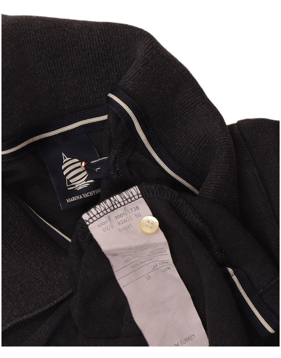 Camisa polo feminina MARINA YACHTING Reino Unido 14 grande algodão preto