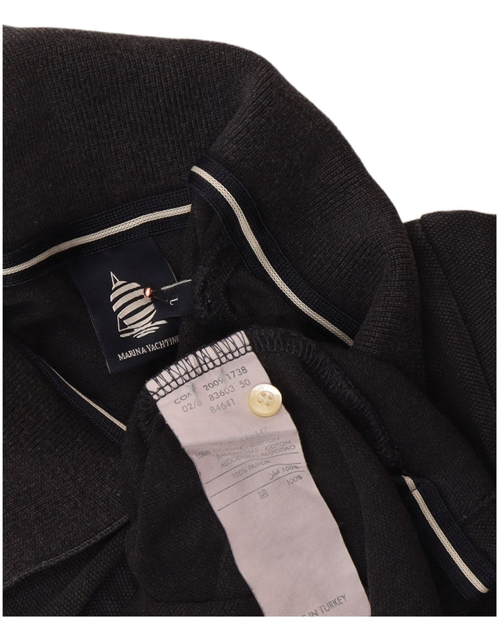 Camisa polo feminina MARINA YACHTING Reino Unido 14 grande algodão preto