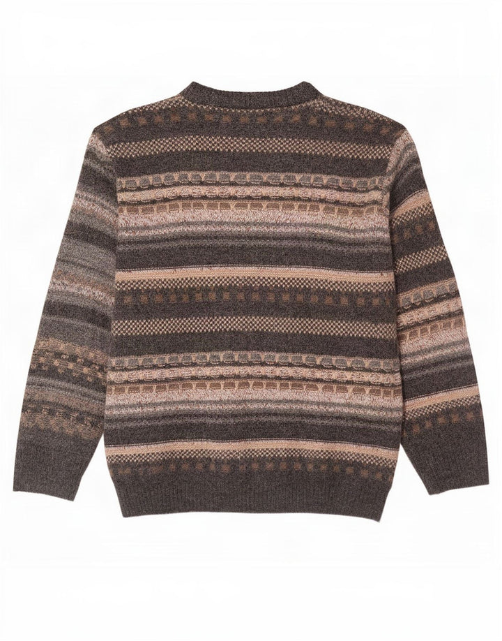 Suéter masculino Gianni Alberti com gola redonda IT 52 grande cinza geométrico