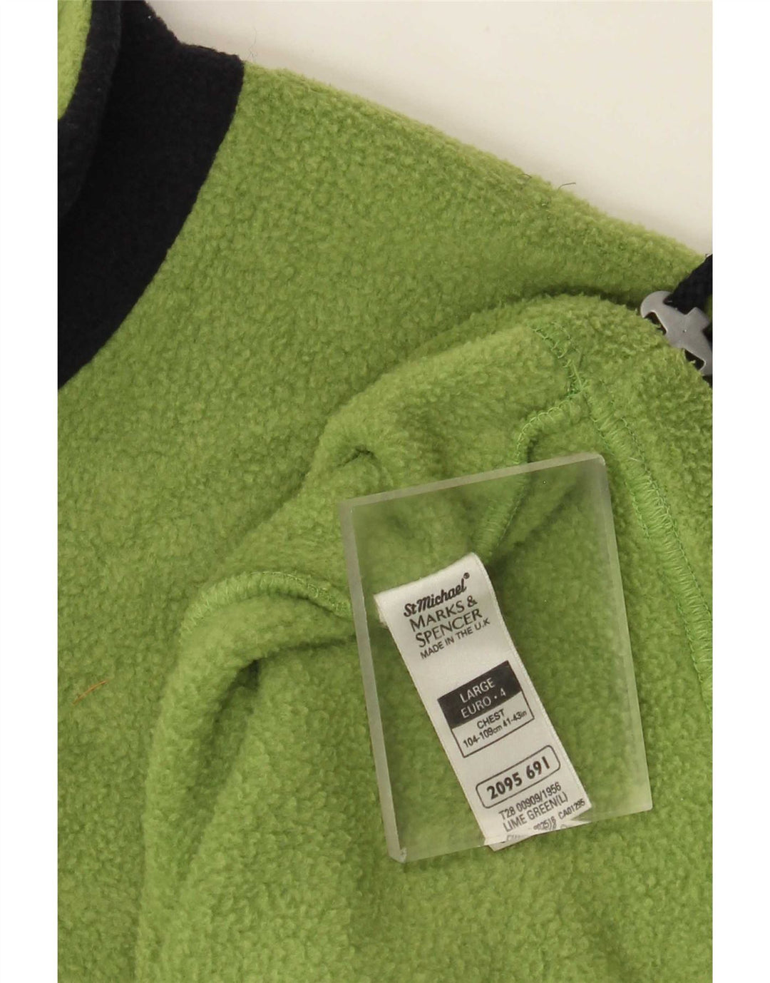 Suéter masculino Marks & Spencer com zíper e gola em lã grande bloco colorido verde