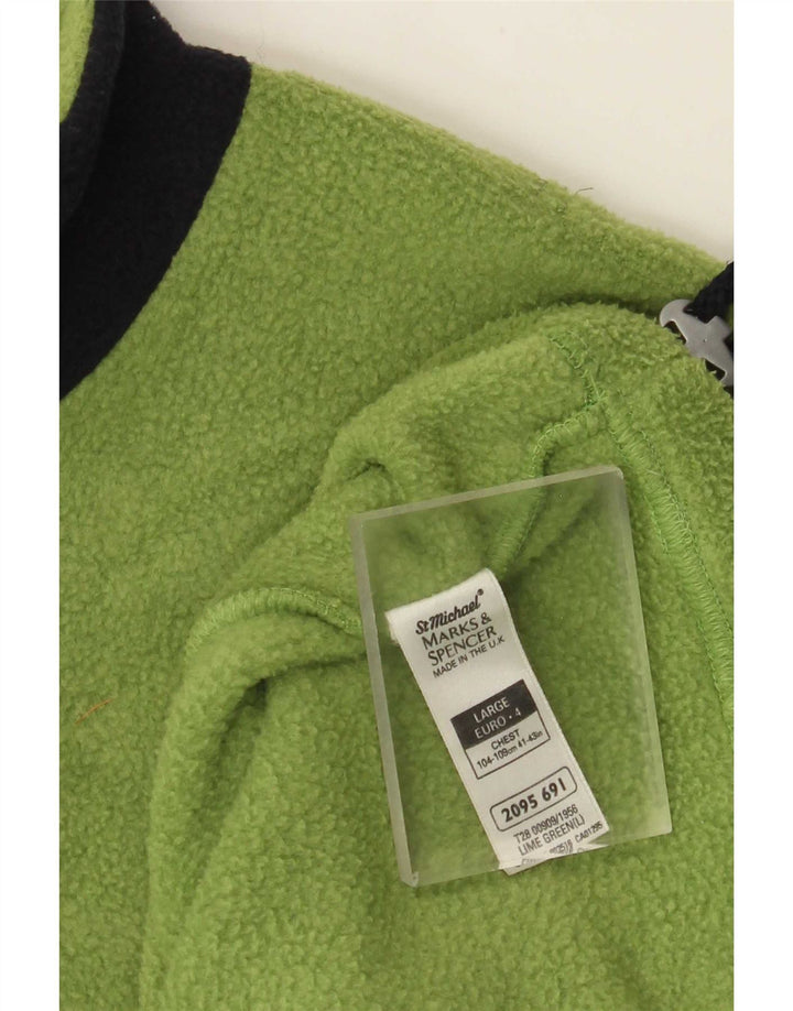 Suéter masculino Marks & Spencer com zíper e gola em lã grande bloco colorido verde