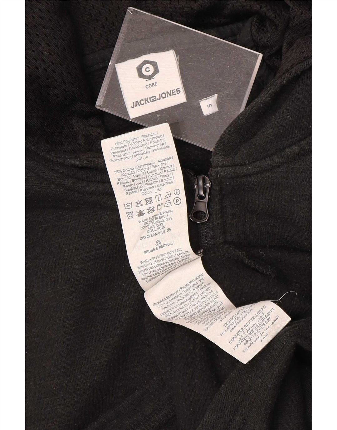 Suéter masculino com capuz e zíper Jack & Jones, pequeno, cinza, poliéster