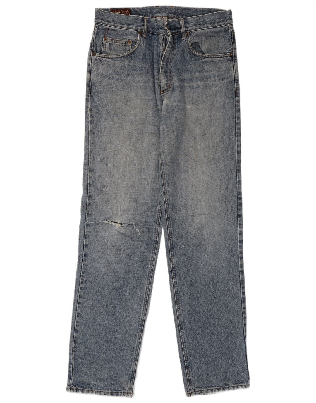 Calça jeans masculina Marlboro Classics desgastada reta W32 L34 algodão azul