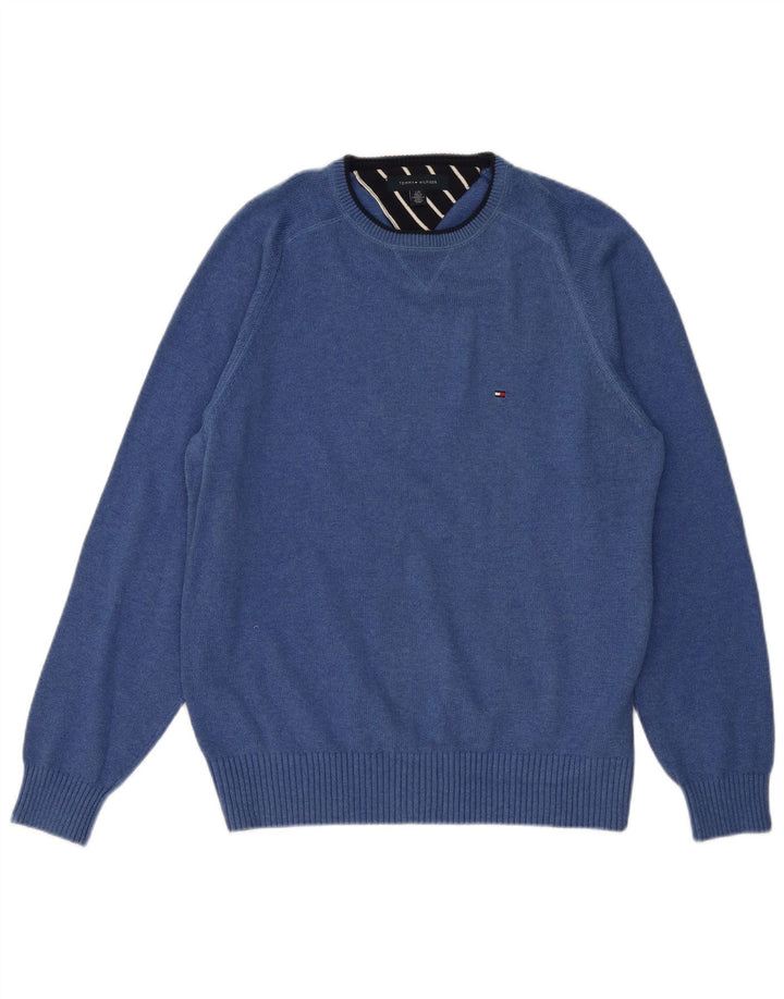 Suéter masculino TOMMY HILFIGER com gola redonda, grande algodão azul