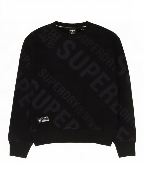 Superdry moletom gráfico masculino jumper médio algodão preto