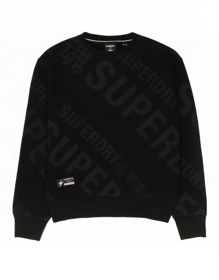 Superdry moletom gráfico masculino jumper médio algodão preto