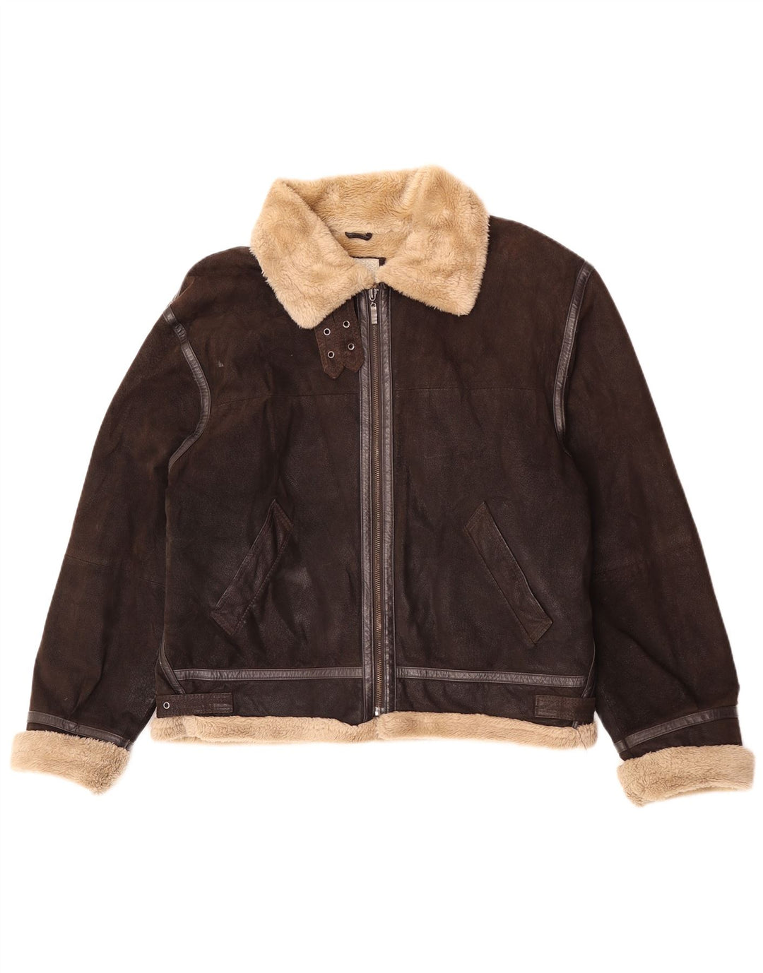 Jaqueta masculina de couro Sherpa Conbipel Reino Unido 40 grande marrom