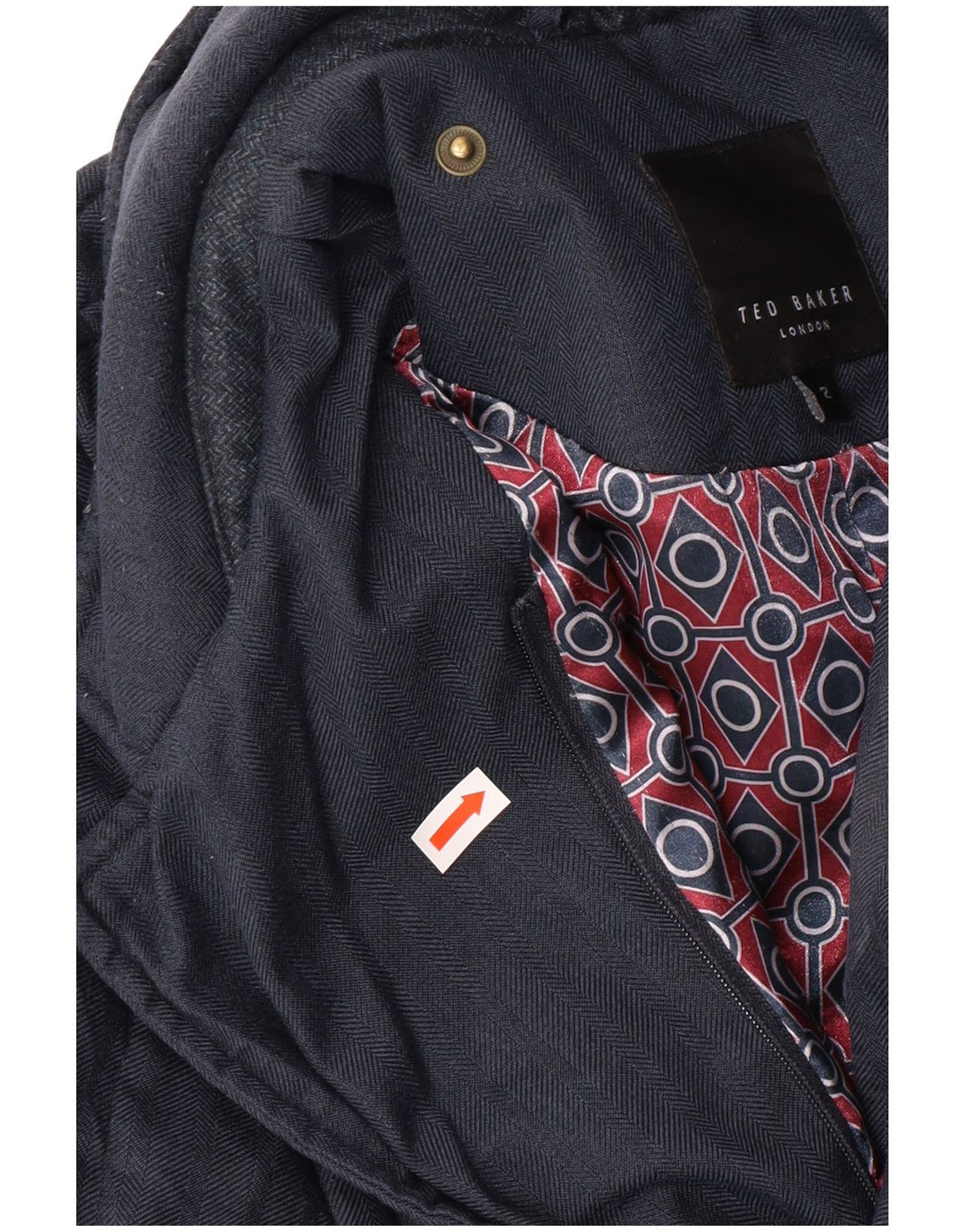 Jaqueta acolchoada masculina TED BAKER tamanho 2 pequena azul marinho espinha de peixe clássica