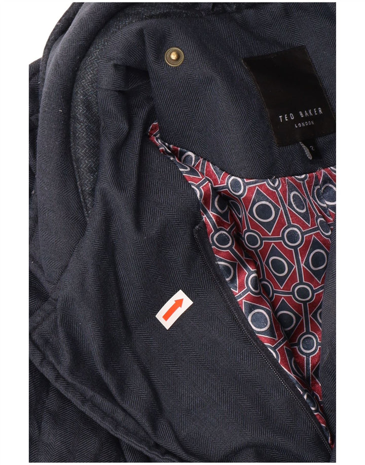 Jaqueta acolchoada masculina TED BAKER tamanho 2 pequena azul marinho espinha de peixe clássica