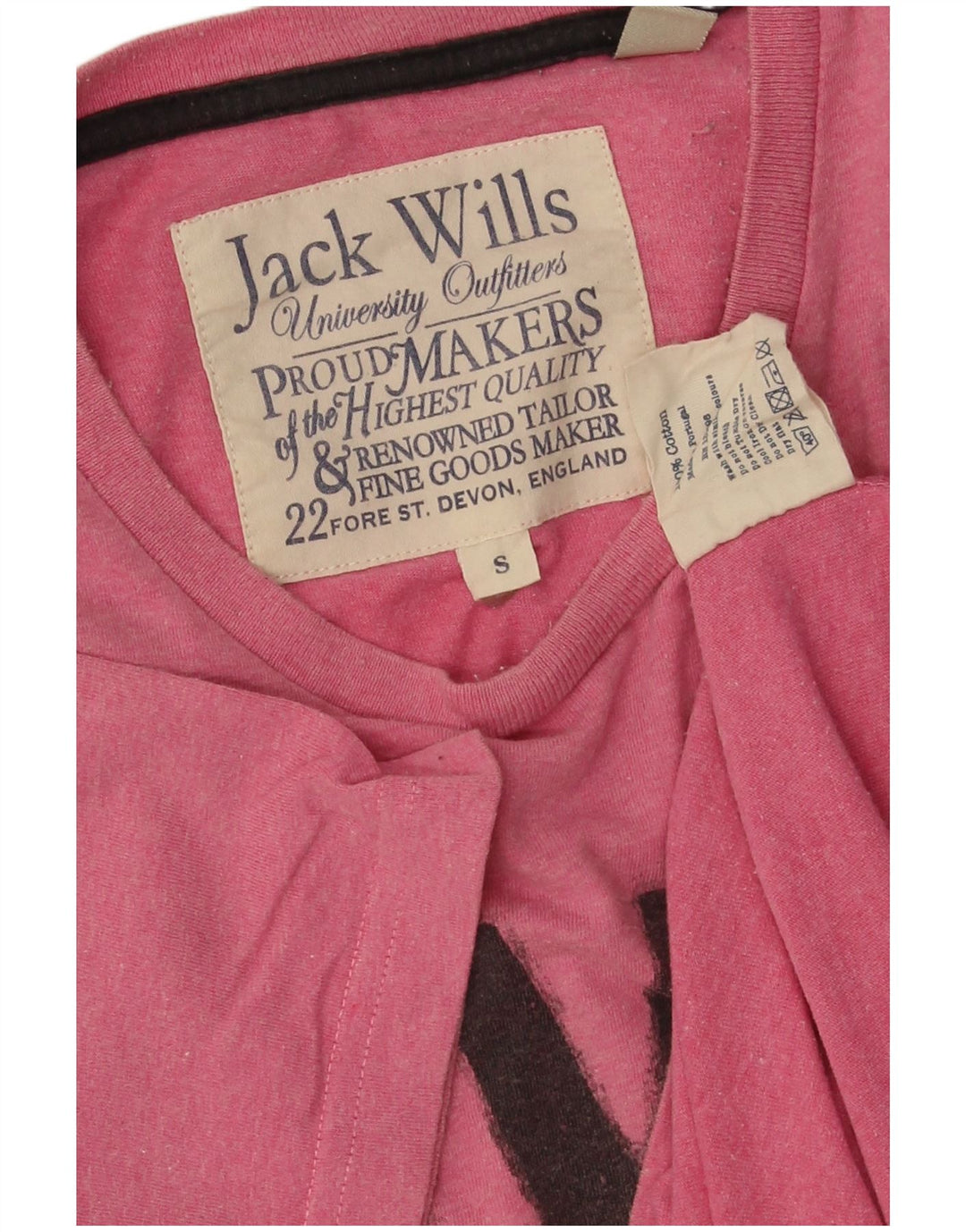 JACK WILLS Camiseta masculina gráfica top pequeno algodão rosa