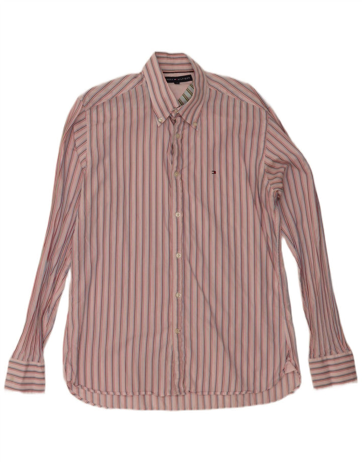 Tommy Hilfiger Camisa masculina média listrada rosa