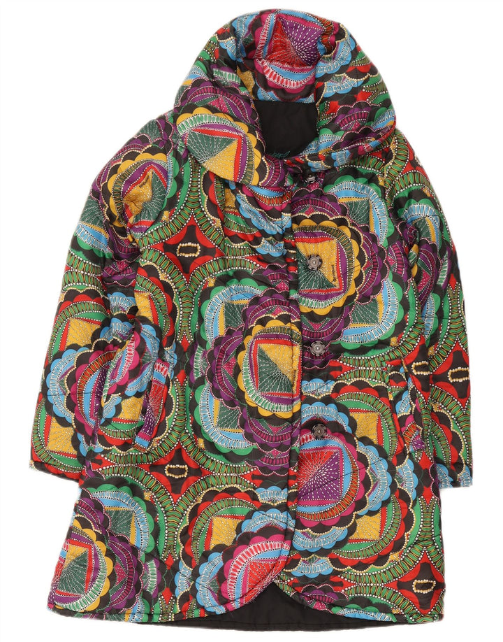 Jaqueta acolchoada feminina Desigual UK 10 poliéster geométrico colorido pequeno