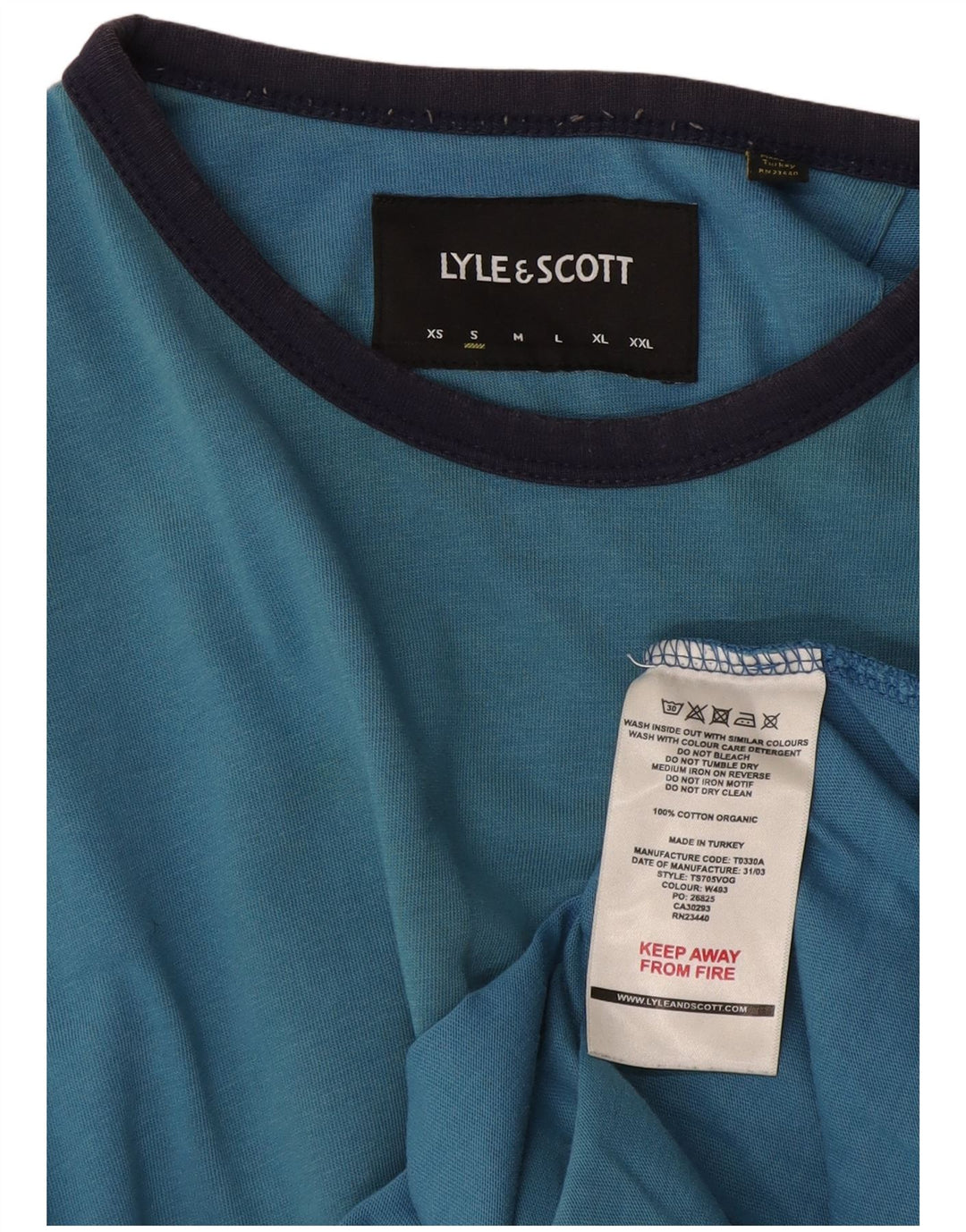 Lyle & Scott Camiseta masculina top pequeno azul colorblock algodão