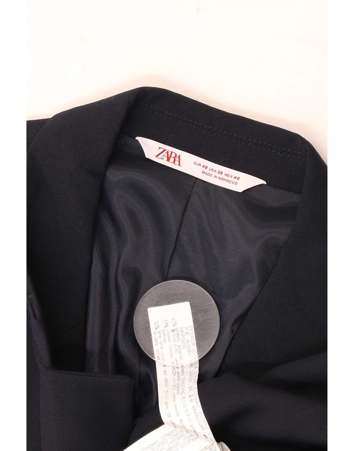 Jaqueta blazer masculina Zara com 2 botões IT 48 poliéster azul marinho médio