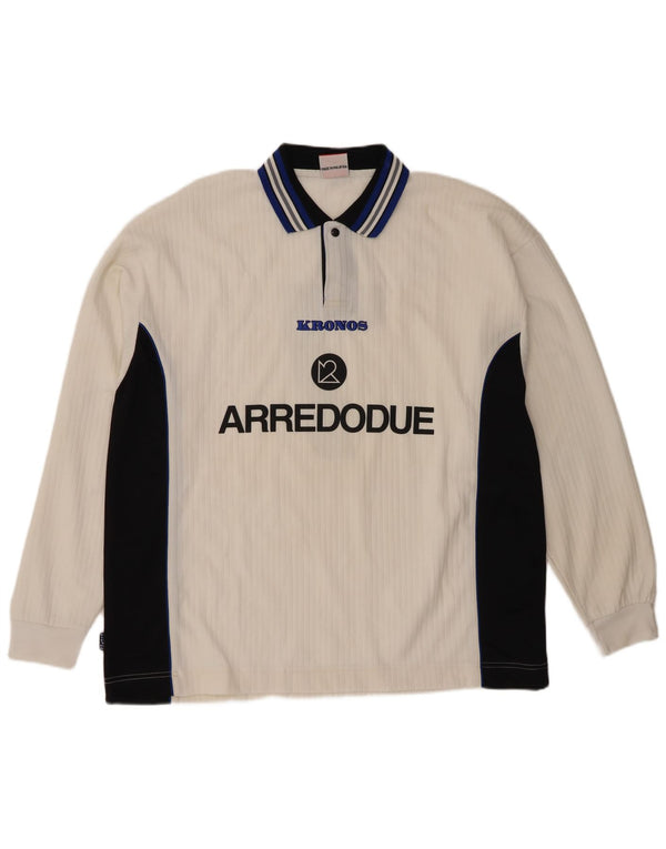 Camisa polo masculina de rugby de manga comprida Kronos XL poliéster branco