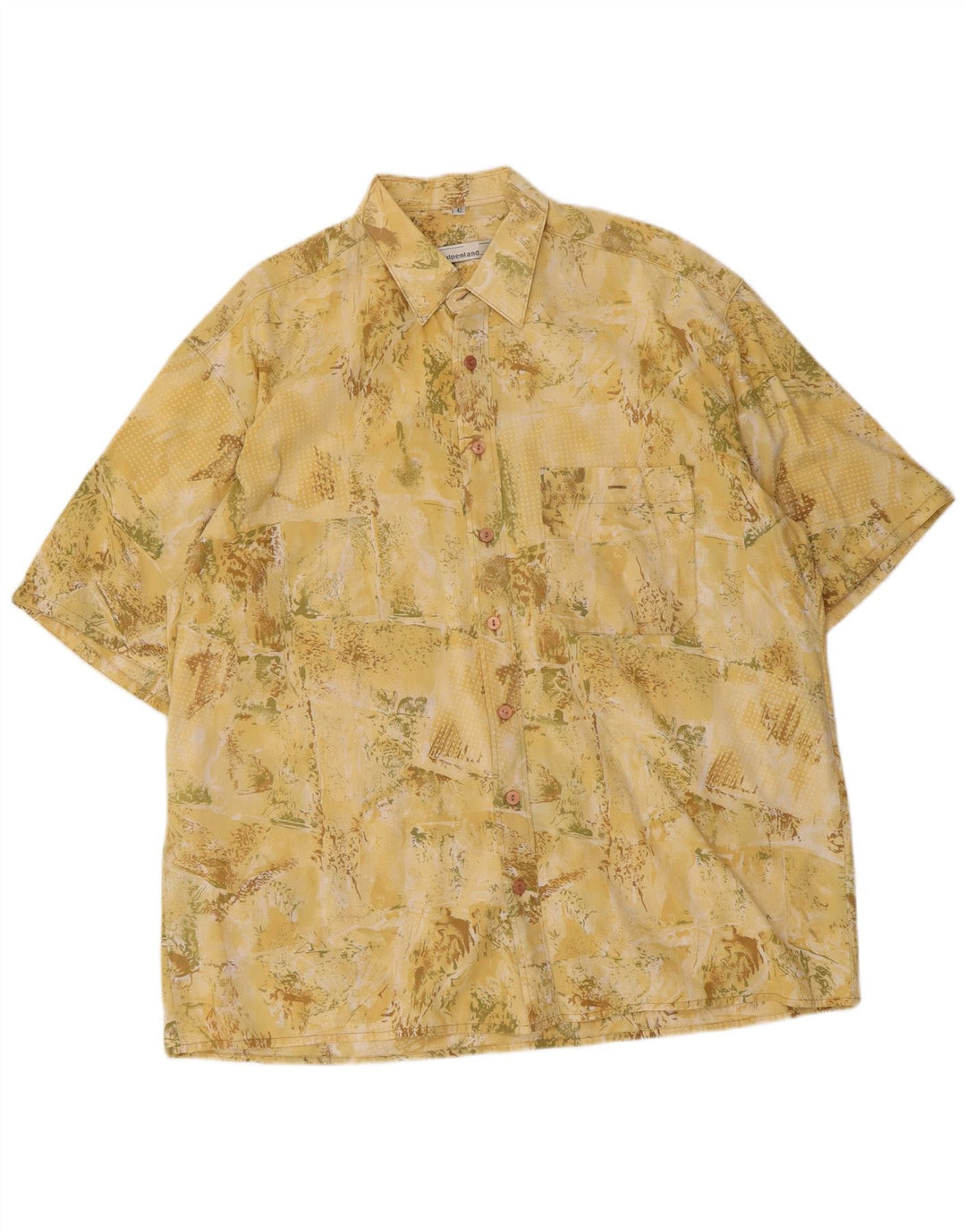 Camisa masculina Alpenland Abstract Pattern manga curta tamanho 42 grande amarelo