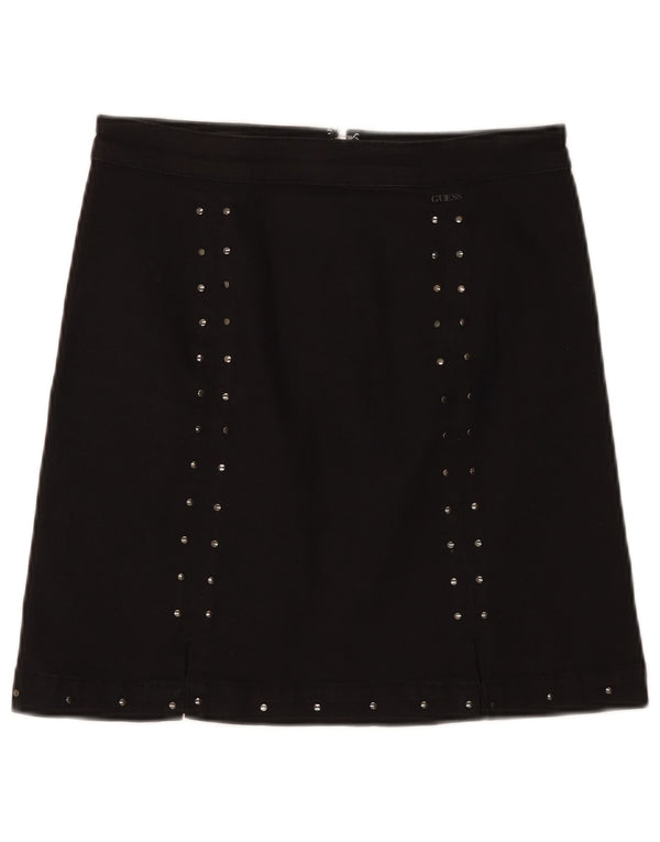 Mini saia feminina Guess W29 algodão manchado preto médio