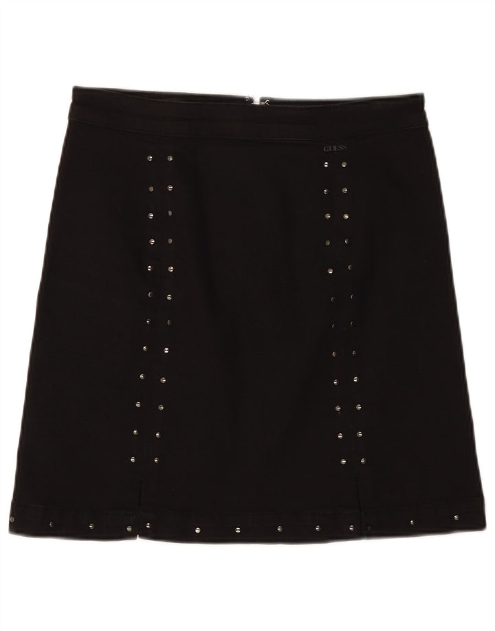Mini saia feminina Guess W29 algodão manchado preto médio