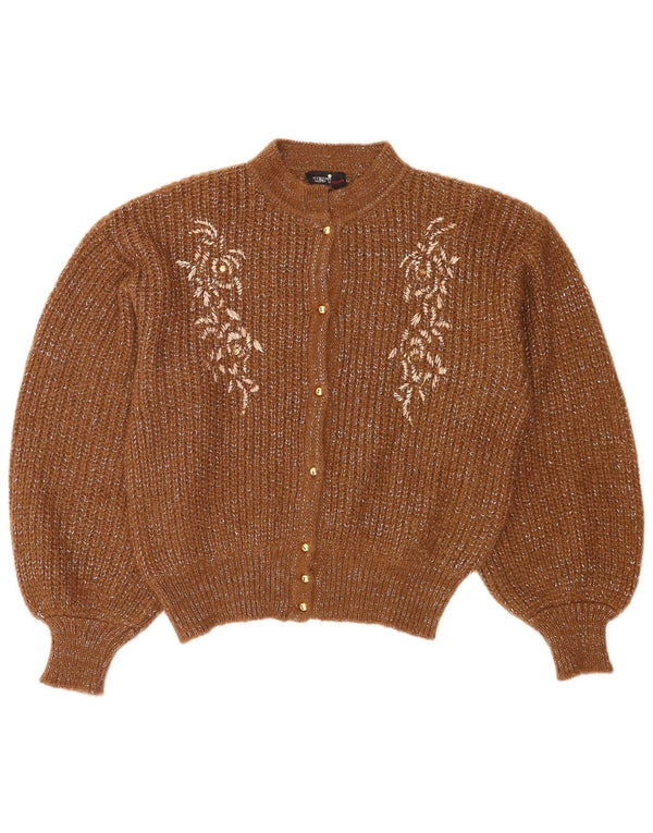Cardigã feminino Neri IT 46 grande marrom floral mohair