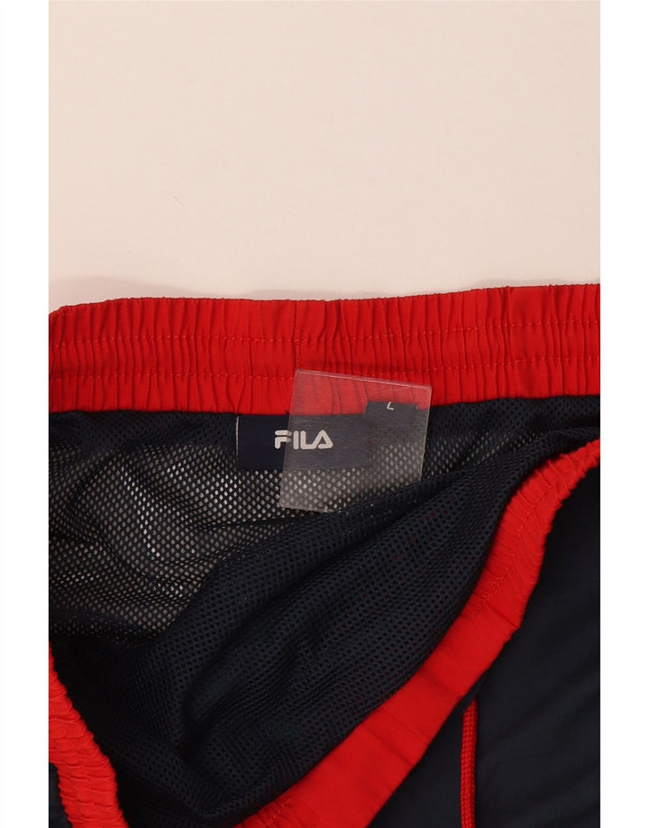 Shorts de natação masculino Fila grande bloco colorido azul marinho