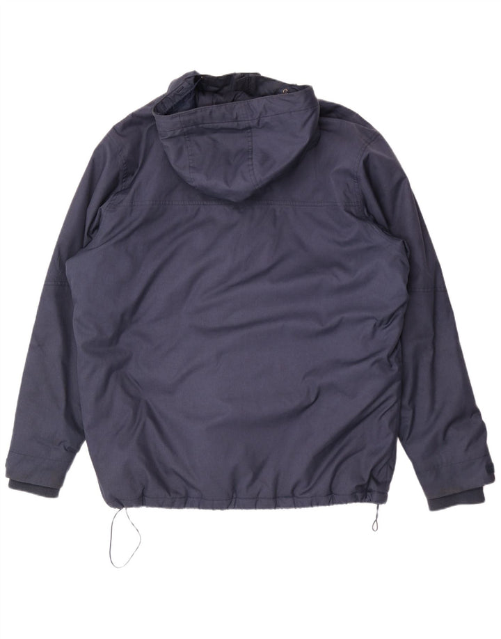 Jaqueta corta-vento masculina Columbia com capuz Reino Unido 42 XL azul marinho poliéster