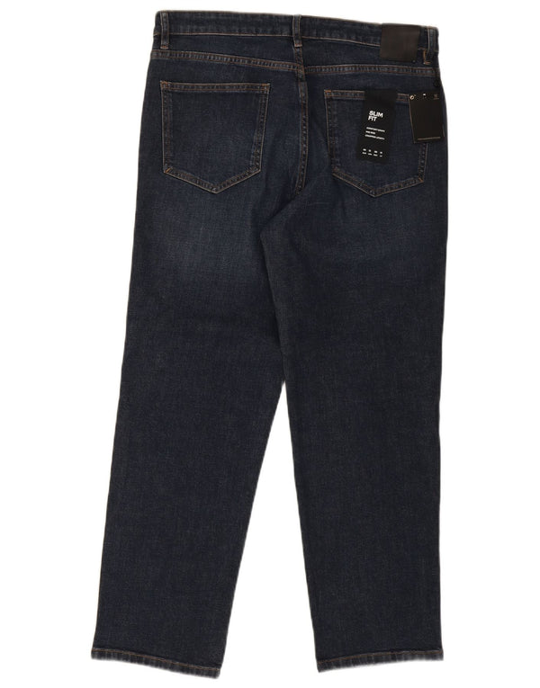 Calça jeans feminina MASSIMO DUTTI cintura média cortada Reino Unido 16 grande W34 L27 azul