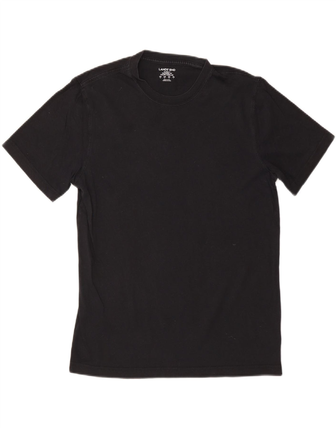LANDS END Camiseta masculina sob medida de algodão preto médio