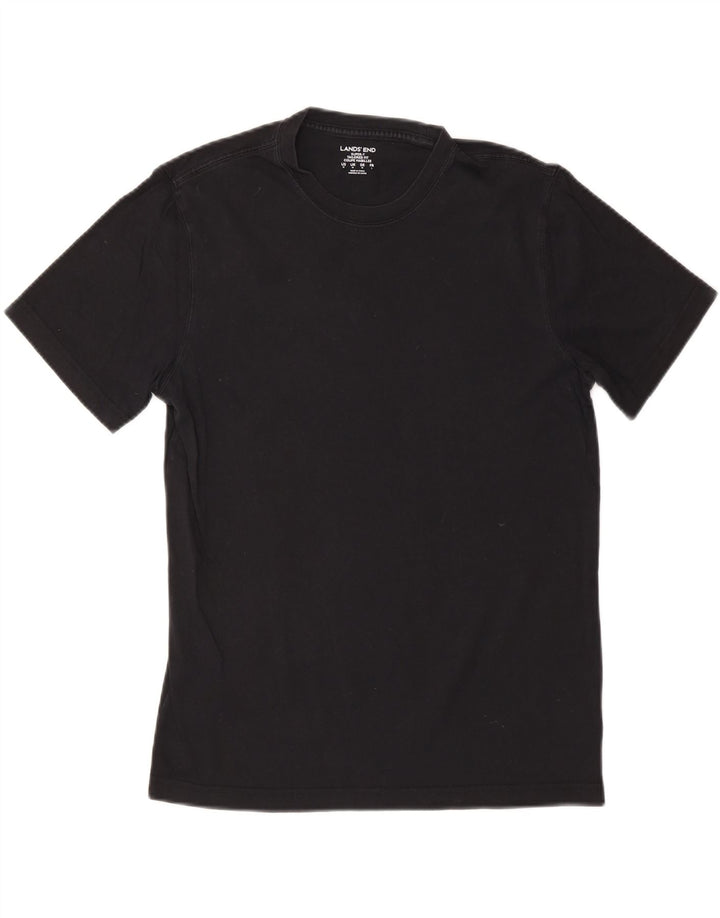 LANDS END Camiseta masculina sob medida de algodão preto médio