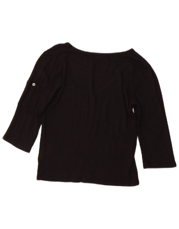 Top feminino TED BAKER manga 3/4 tamanho 2 pequeno rayon preto