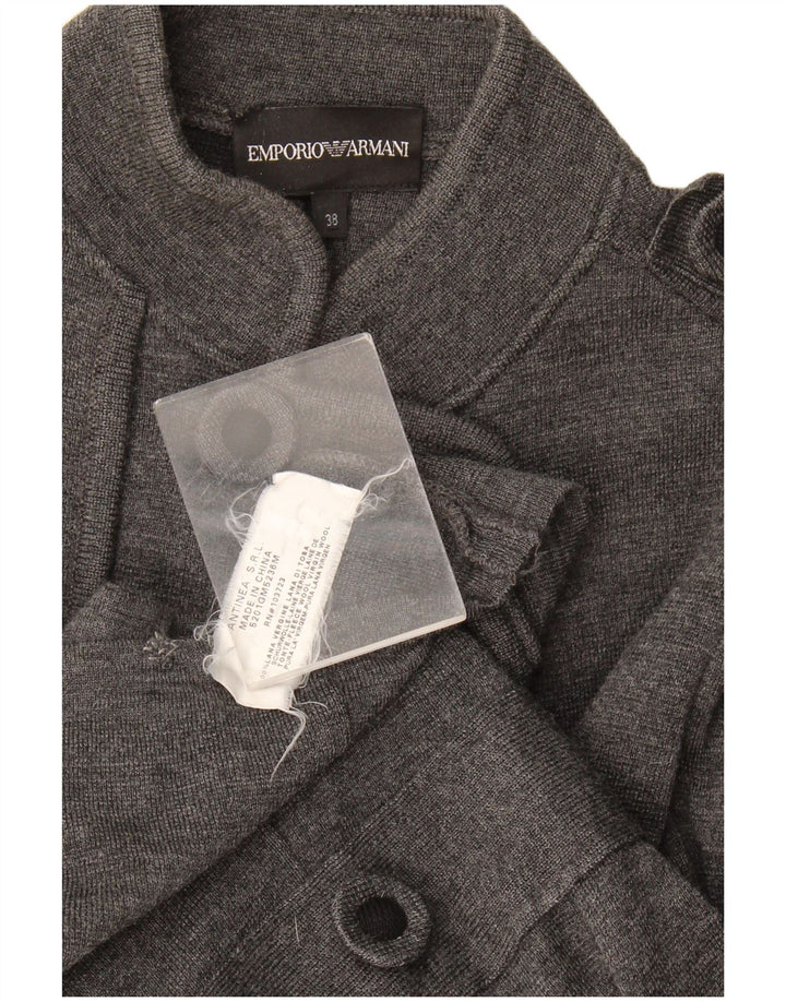 Suéter cardigã feminino Armani com peito duplo IT 38 XS lã cinza
