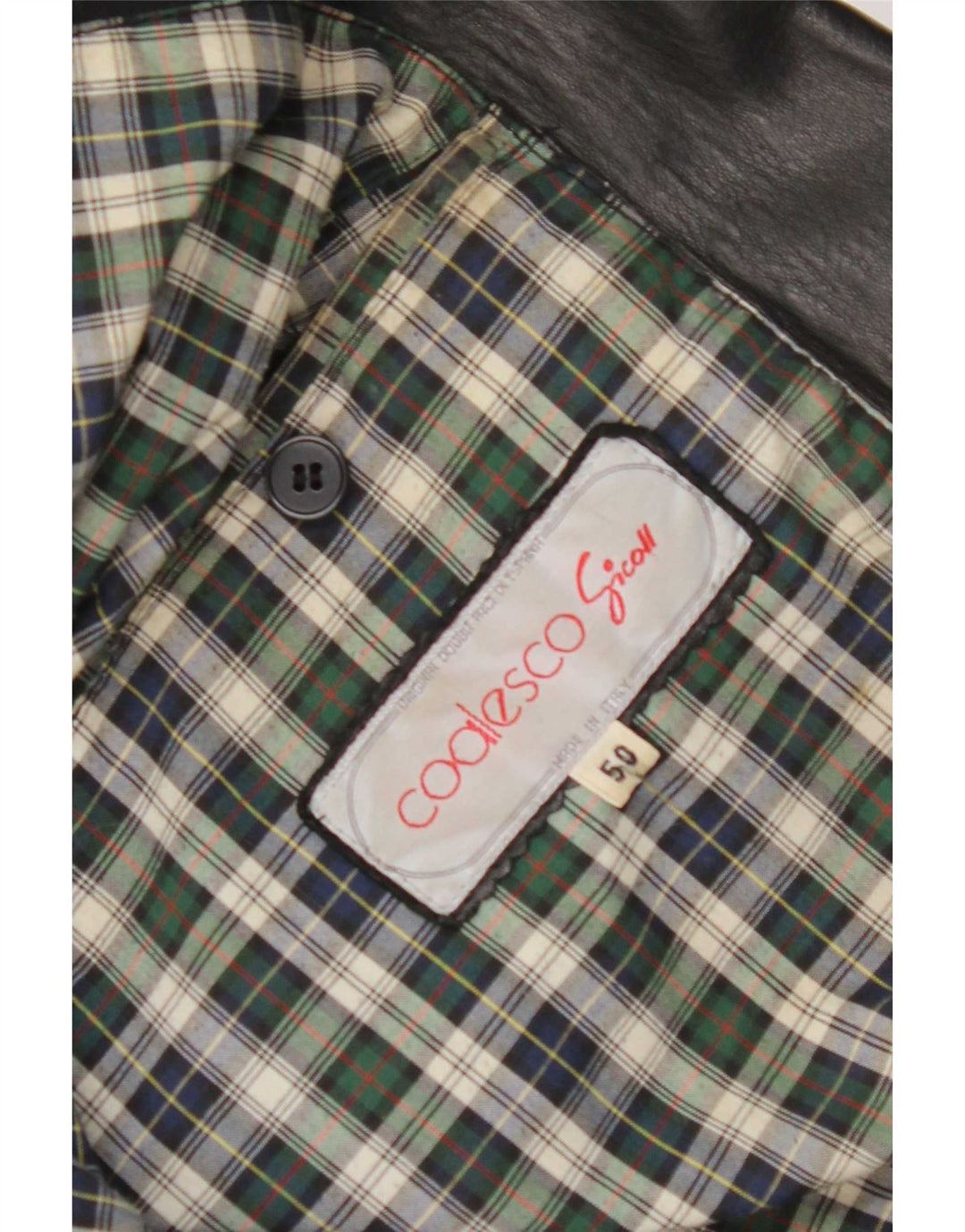 Jaqueta masculina vintage de couro para motociclista IT 50 grande preta