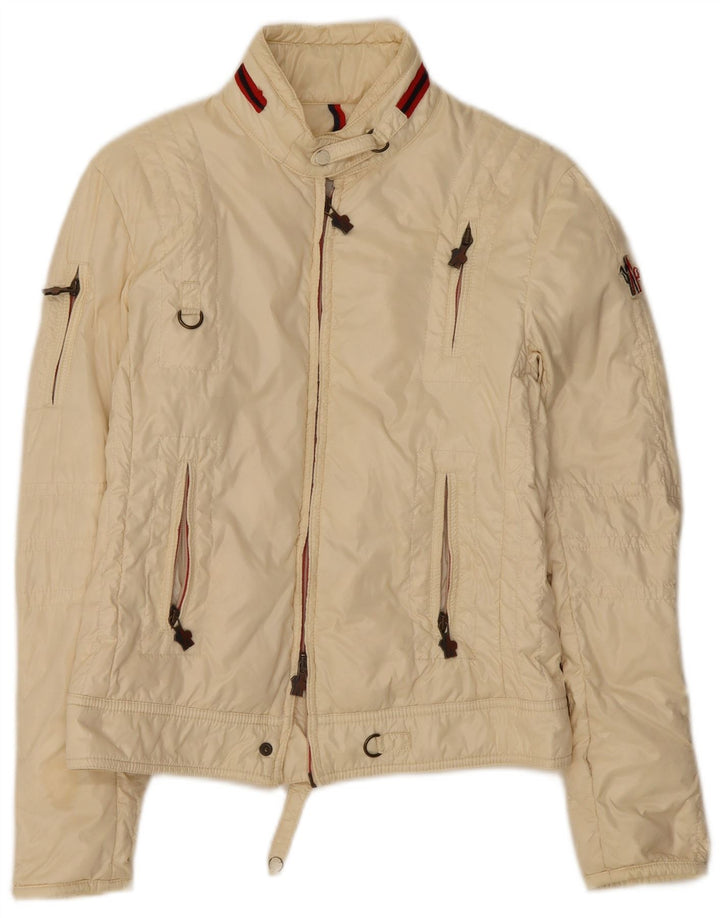 Jaqueta bomber feminina Moncler tamanho 1 pequena poliamida esbranquiçada