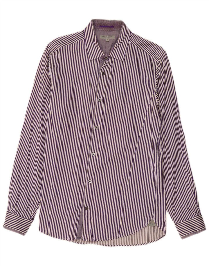 Camisa masculina TED BAKER tamanho 2 algodão listrado roxo pequeno