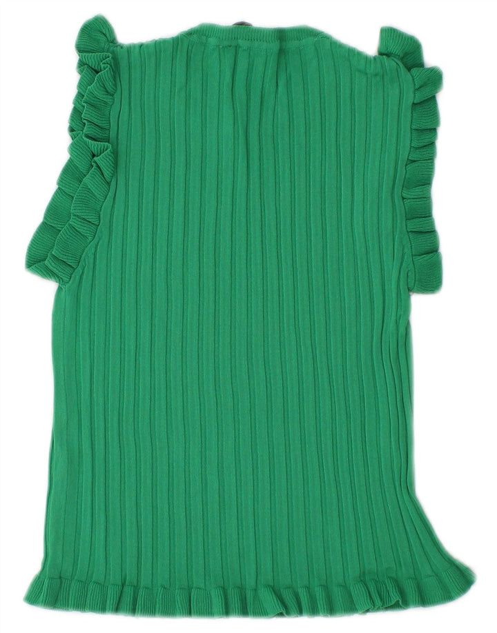 Camiseta Zara Feminina Crop Top UK 12 Verde Médio