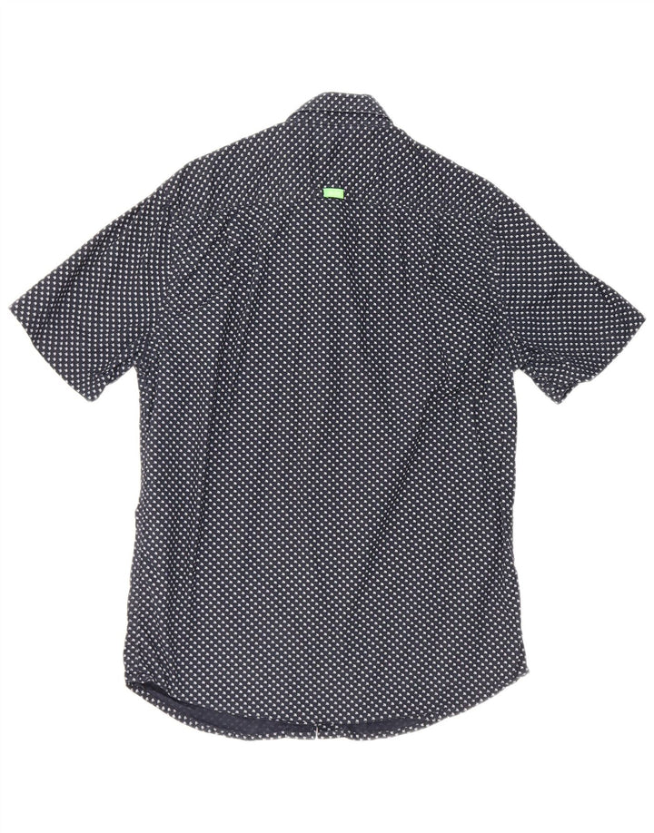 Camisa masculina Superdry de manga curta azul marinho médio algodão geométrico