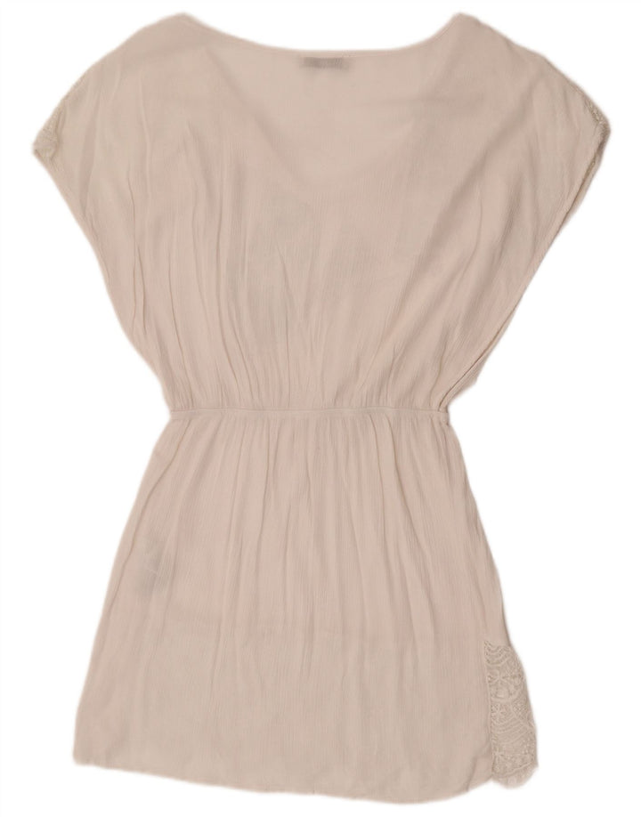 Vestido feminino Oasis A-Line UK 10 pequeno viscose branca