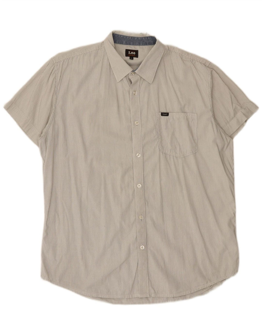 Camisa masculina Lee XL listrada branca de algodão