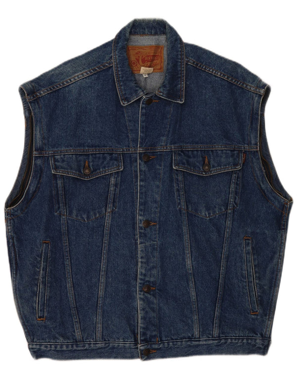 Casucci Mens Denim Gilet UK 44 2XL Algodão Azul