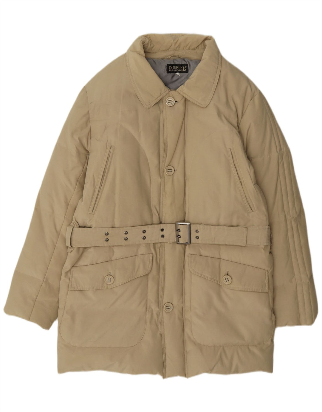 Casaco acolchoado masculino vintage UK 40 poliéster bege grande